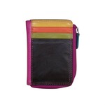 ili Leather CC/ID Holder w/Zip Pocket in Black Brights