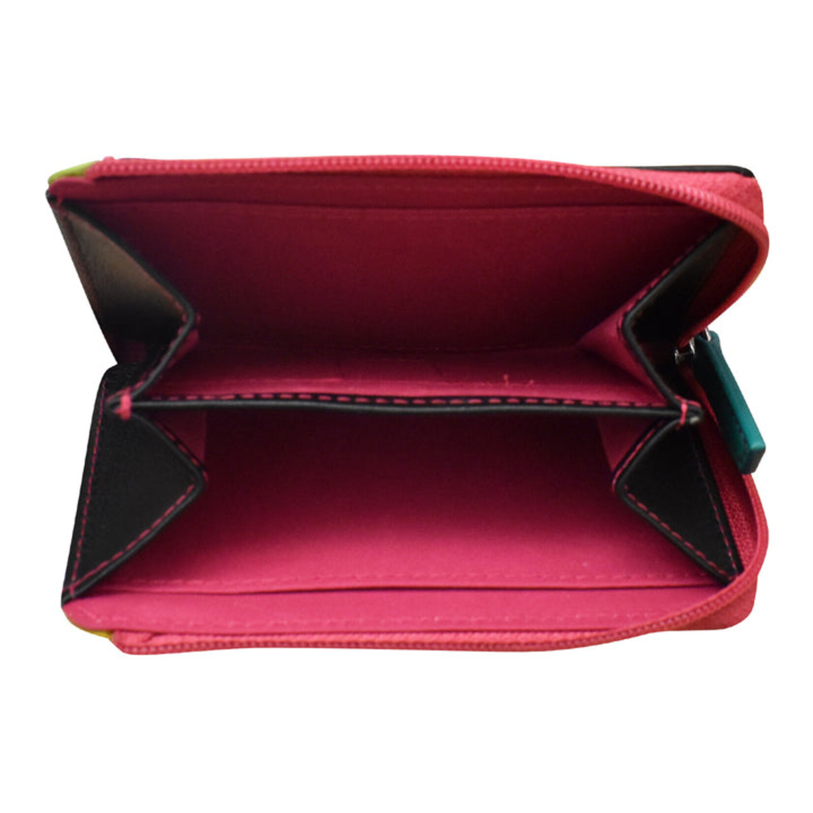 ili Leather CC/ID Holder w/Zip Pocket in Black Brights