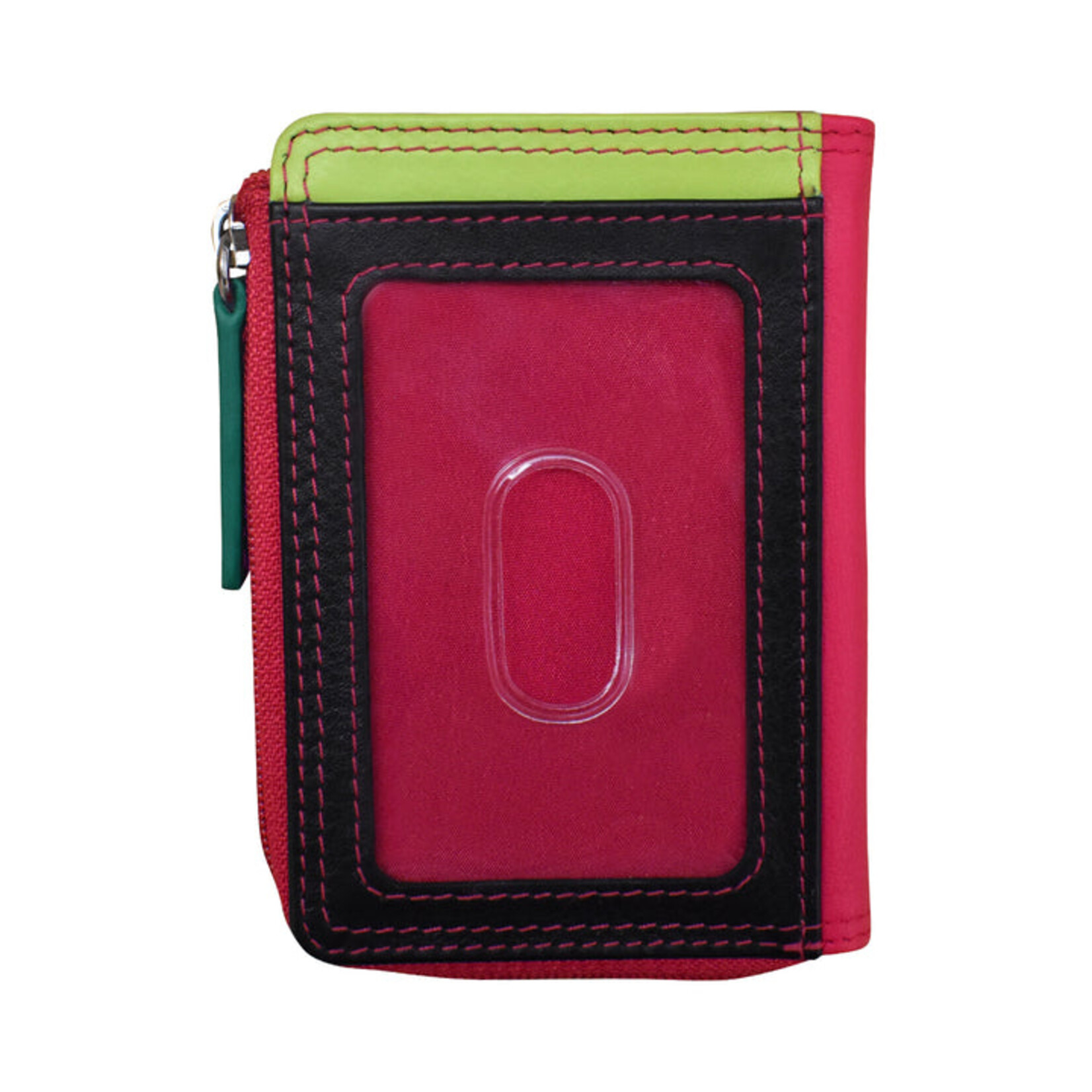 ili Leather CC/ID Holder w/Zip Pocket in Black Brights