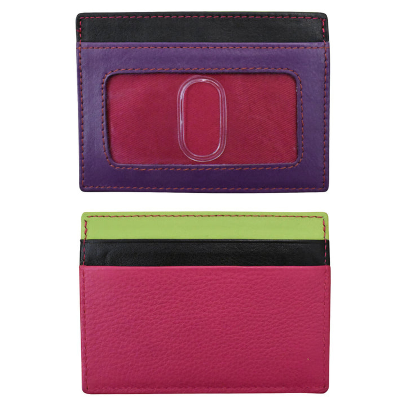ili Leather CC/ID Holder in Black/Bright