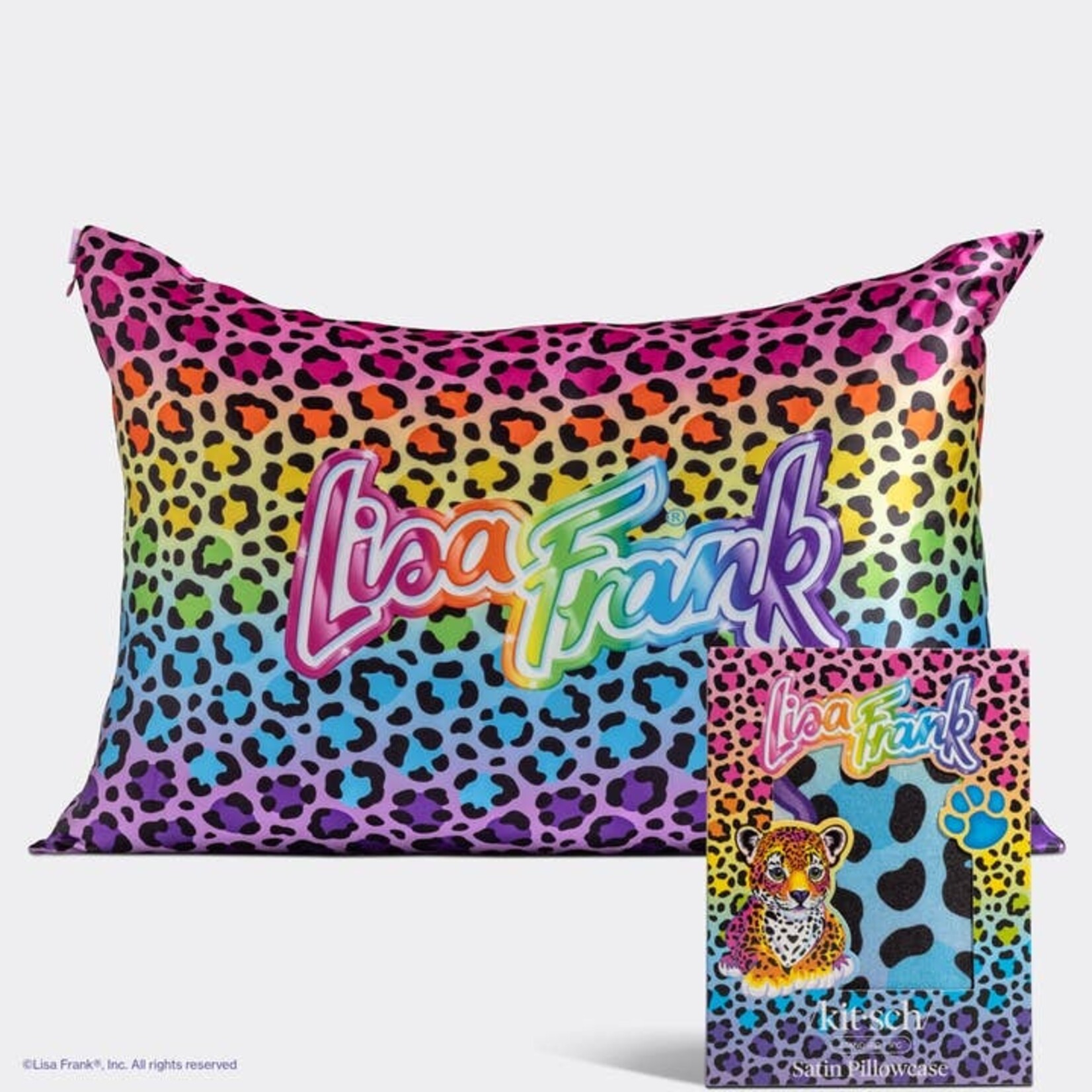 Satin Pillowcase in Lisa Frank Rainbow Leopard