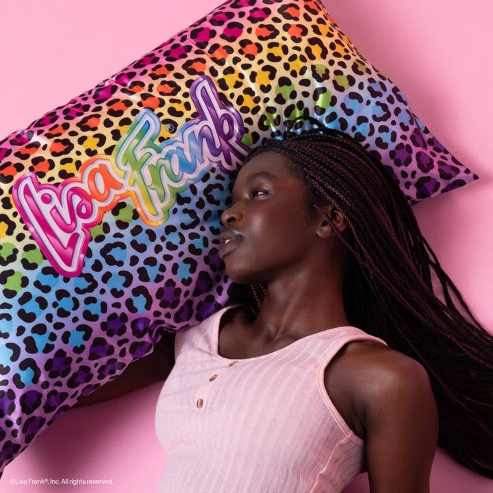 Satin Pillowcase in Lisa Frank Rainbow Leopard