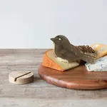 Creative Coop Metal Bird Cheese Knife in Mango Wood Stand