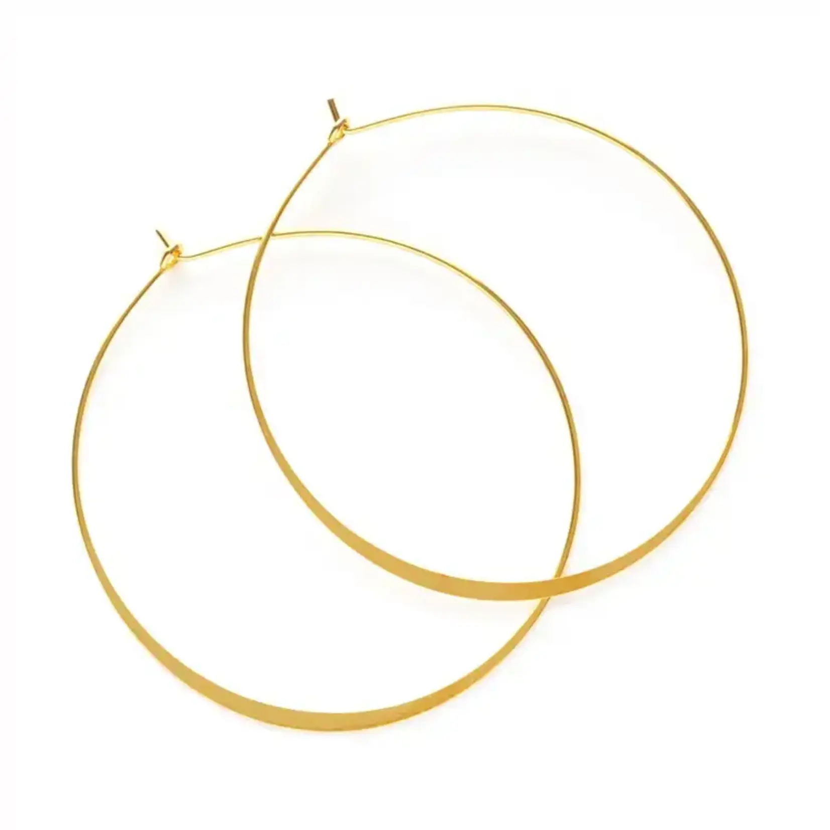 A Mano Gold Flattened Round Hoop Earrings