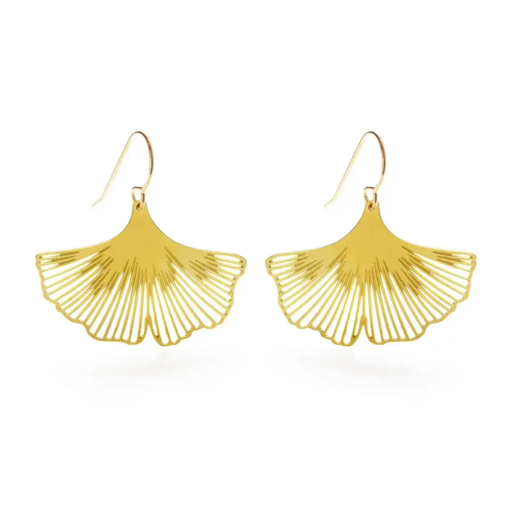A Mano Ginkgo Leaf Earrings Gold