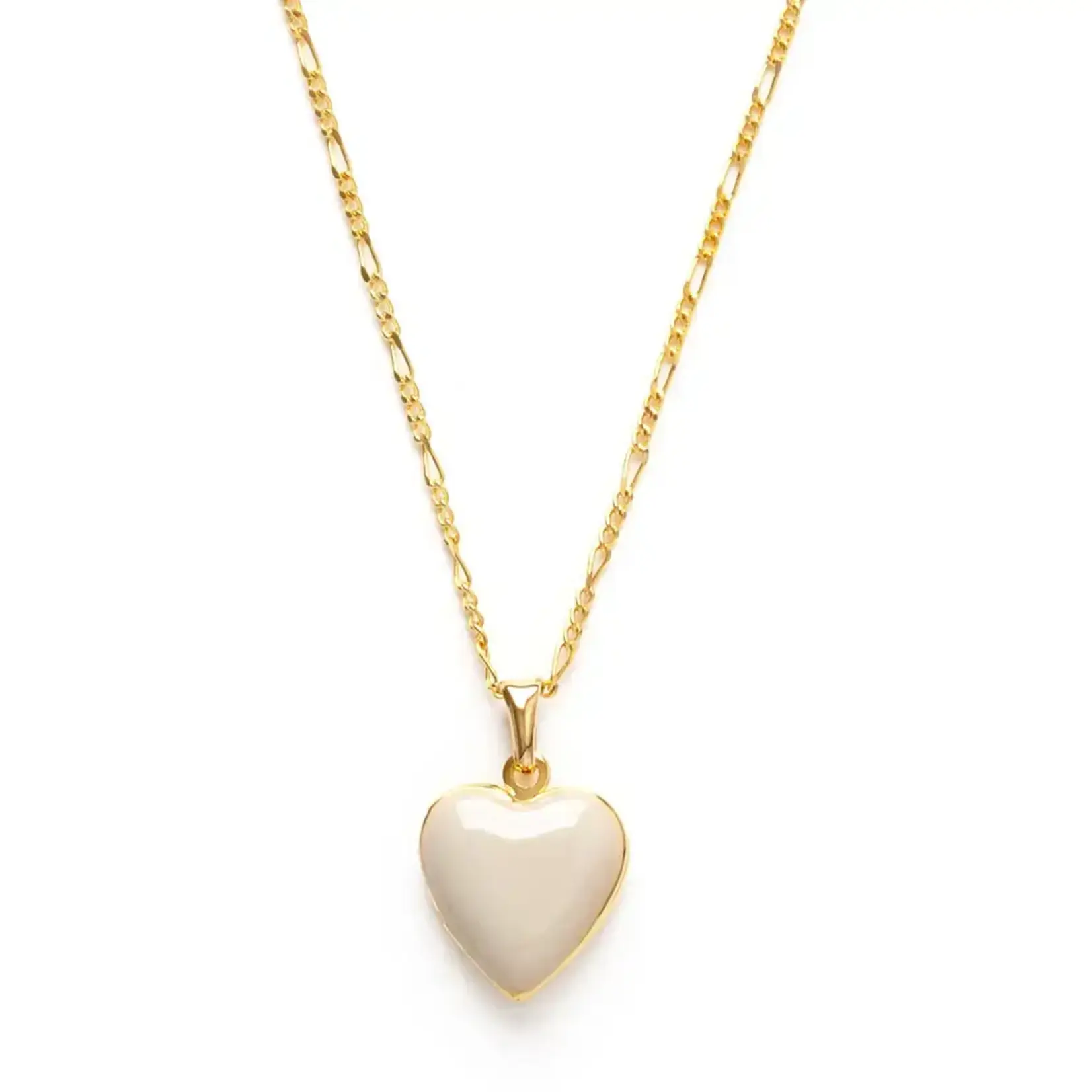 A Mano Small Heart Locket Necklace in Beige