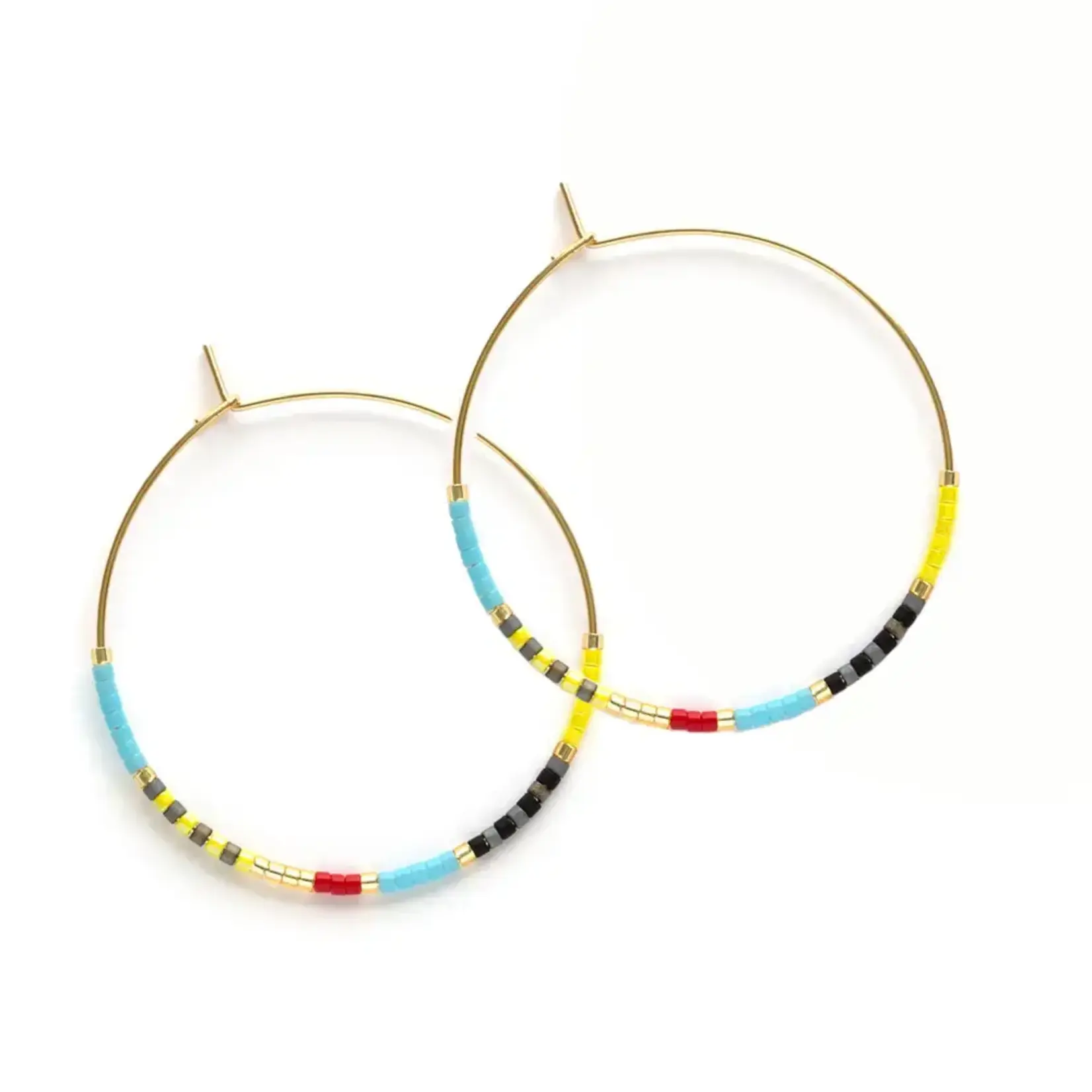 A Mano Japanese Seed Bead Hoops in Fiesta