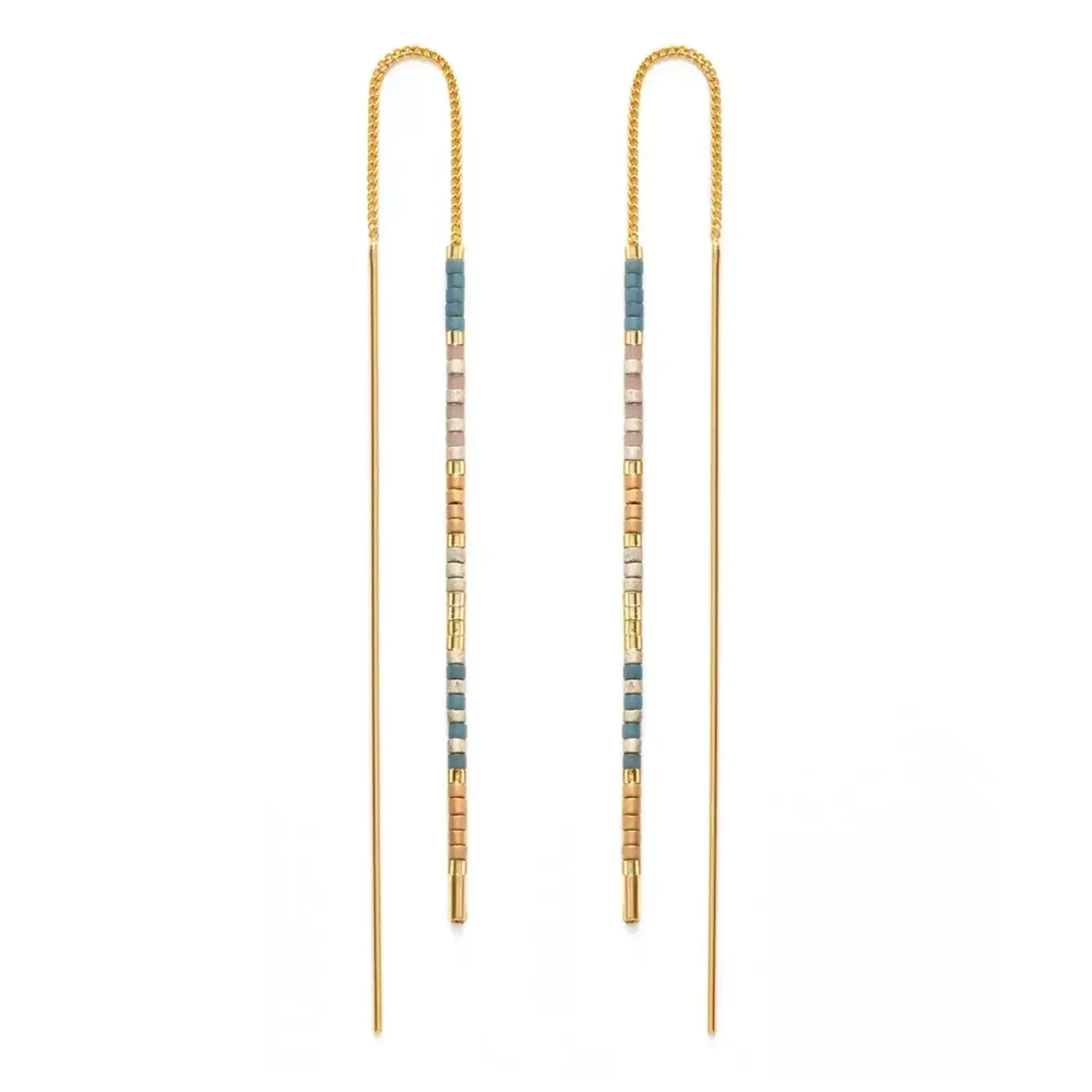 A Mano Sky Miyuki Seed Bead Threader Earrings