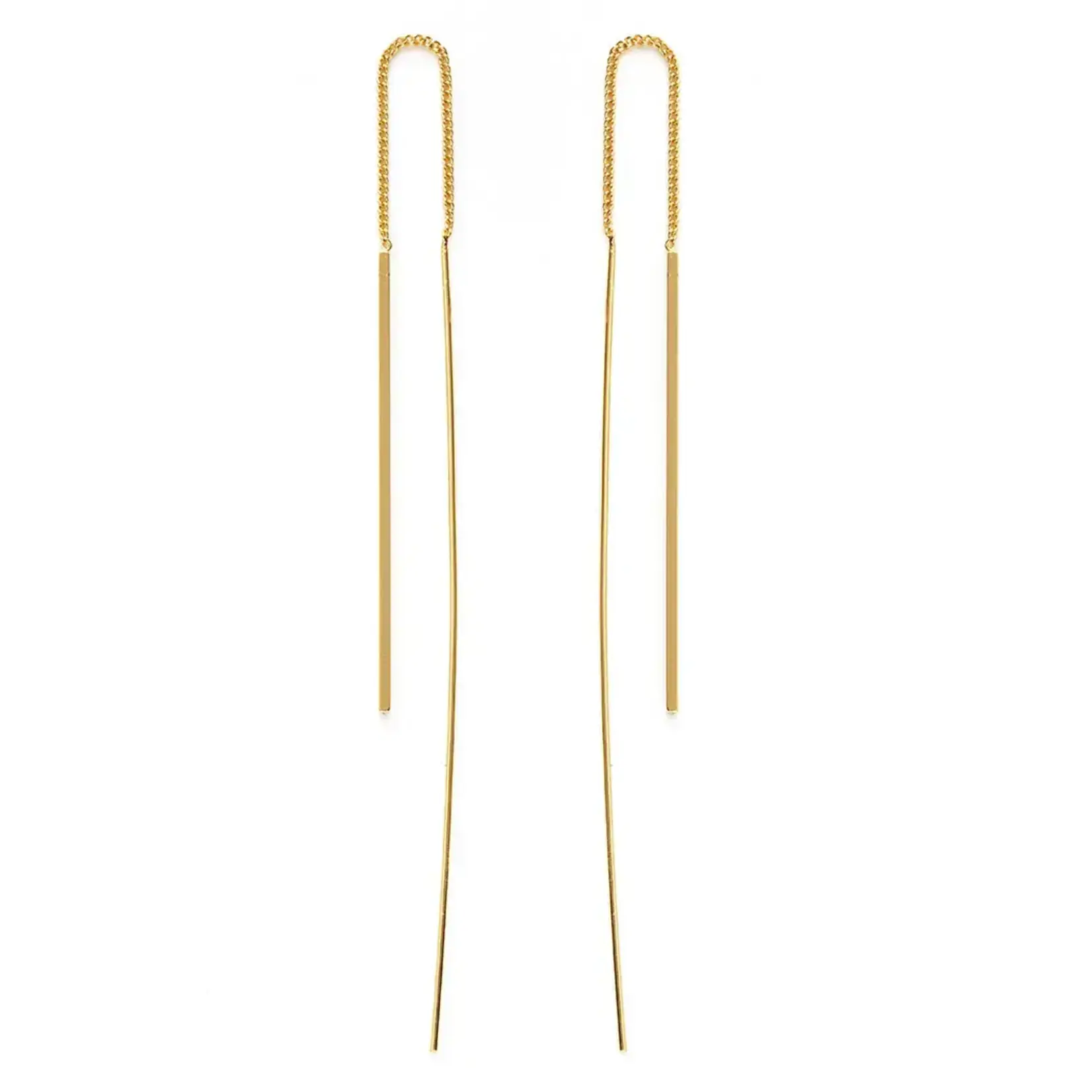 A Mano Needle and Thread Earrings in Gold