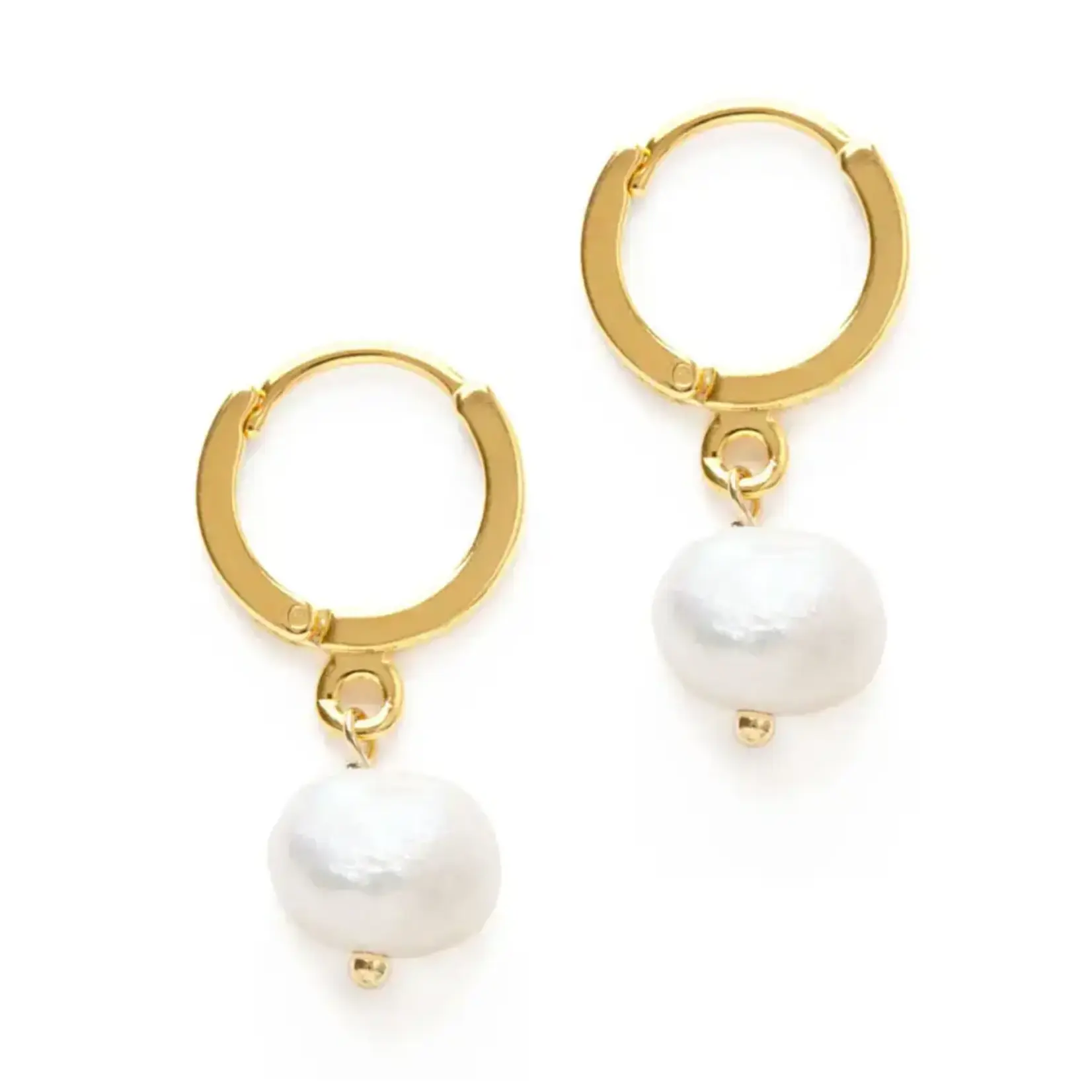 A Mano Pearl Huggie Hoops