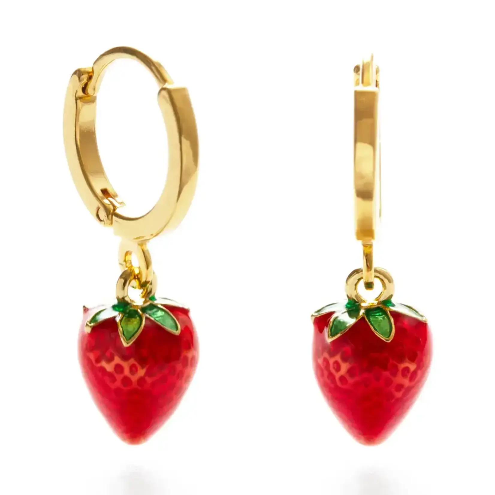 A Mano Strawberry Huggie Hoops