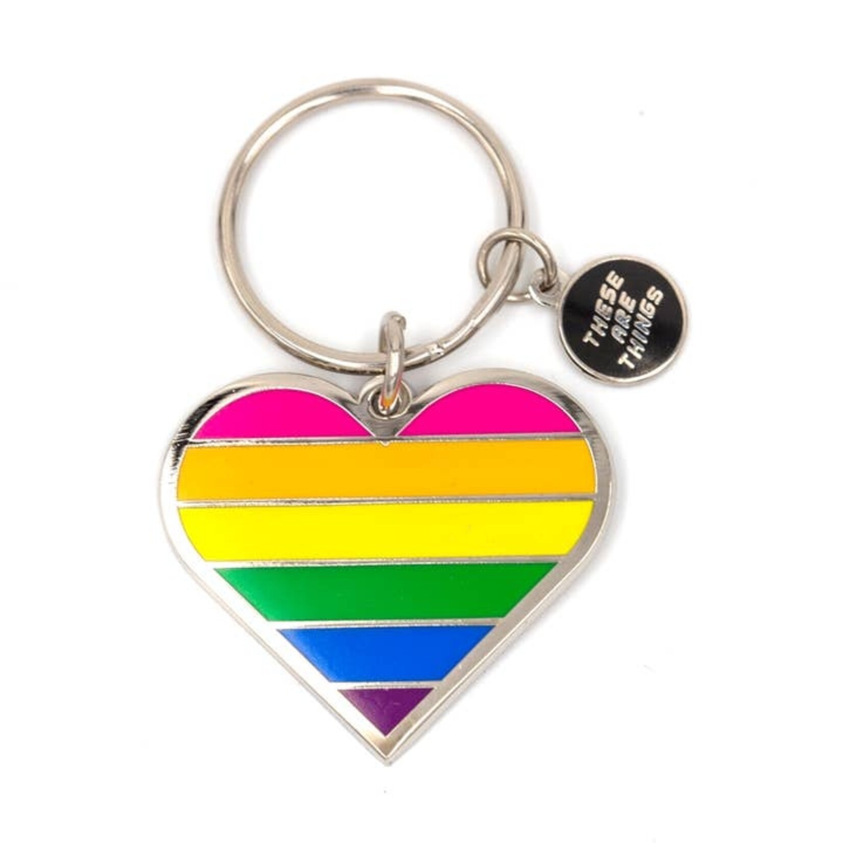 Pride Heart Enamel Keychain