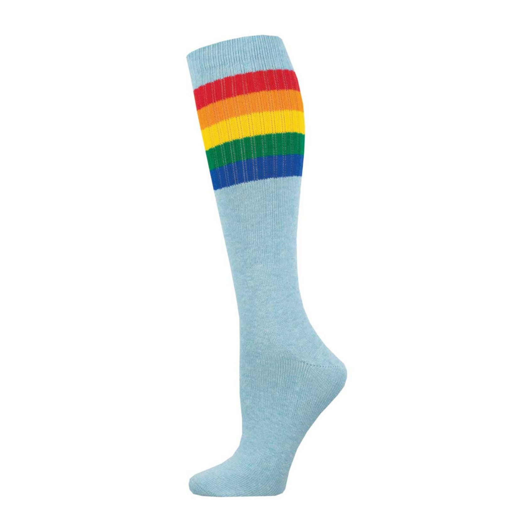 Socksmith  Blue Heather Rainbow High Roller Stripe Socks