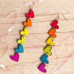 Rainbow Heart Chain Dangle Earrings