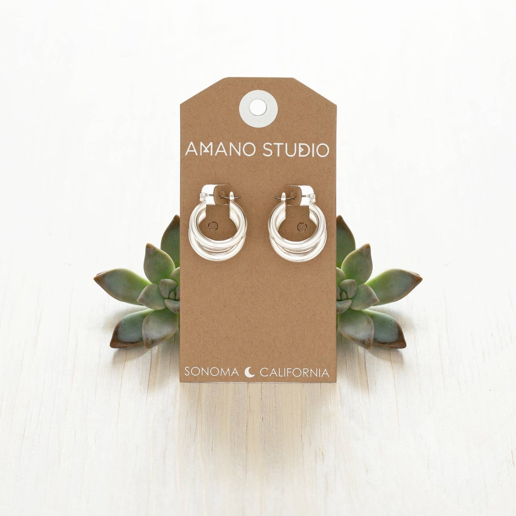 A Mano Vintage Silver Triple Hoop