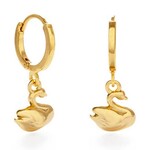A Mano Tiny Swan Charm Huggie Hoop Earrings
