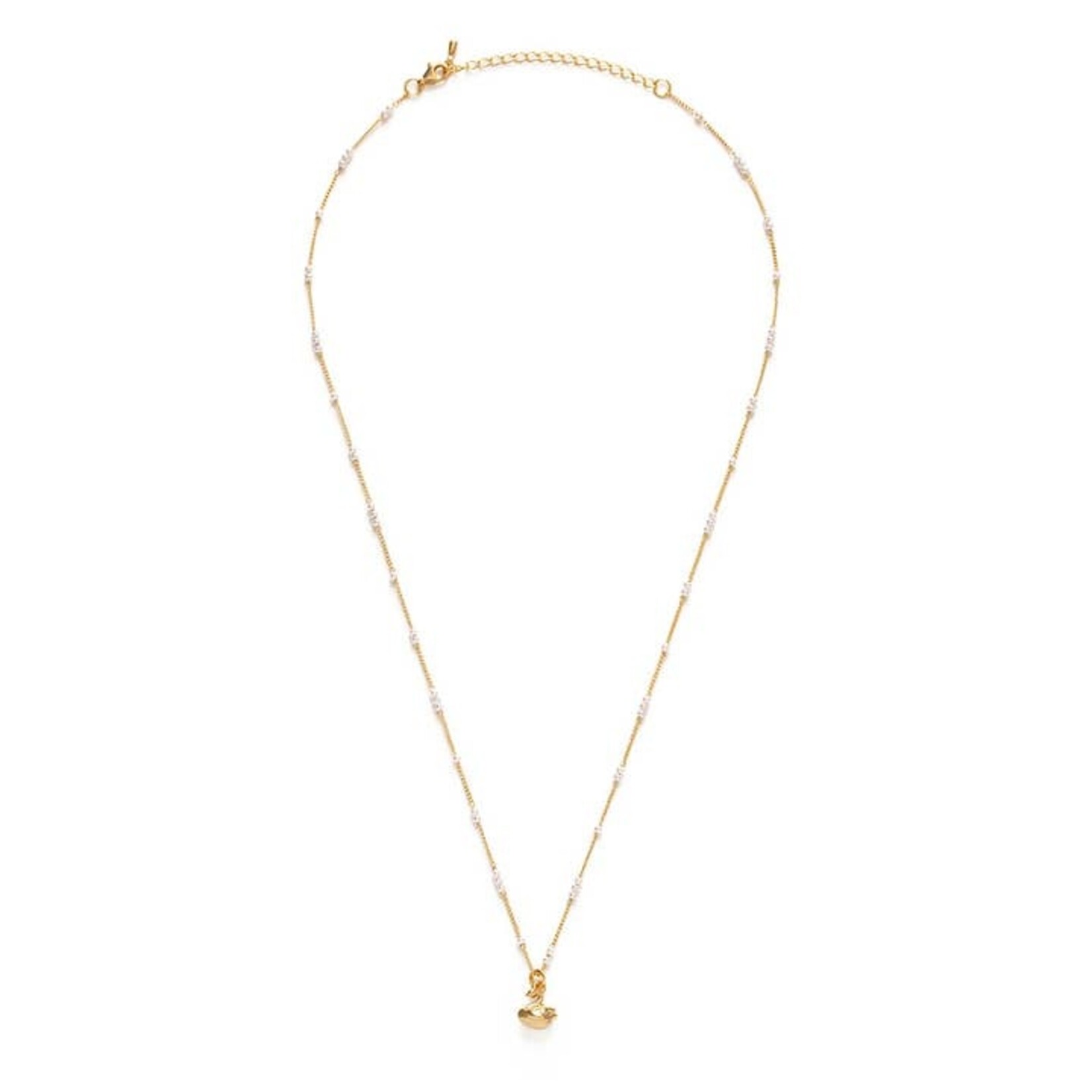 A Mano Tiny Swan on Pearl Station Chain Necklace