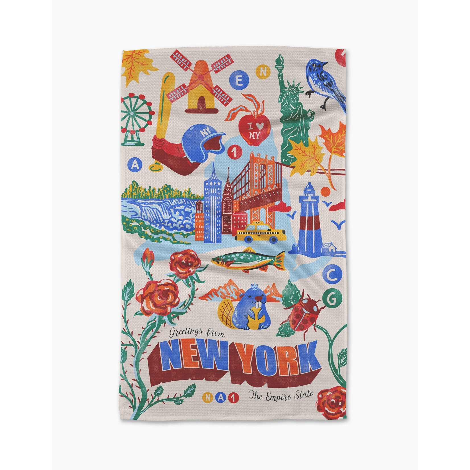 Geometry Greetings from New York Geometry Tea Towel
