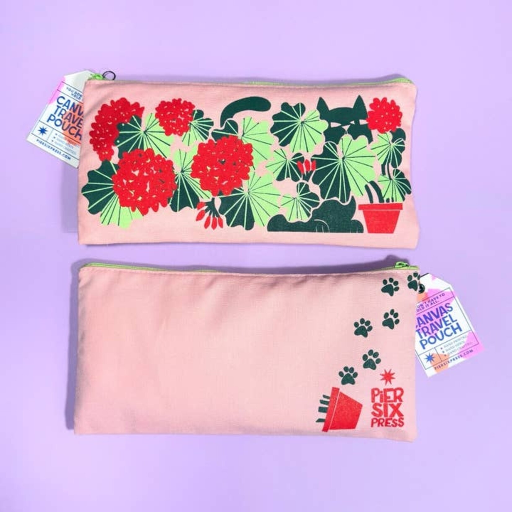 House Cat/Plant Canvas Travel Pouch