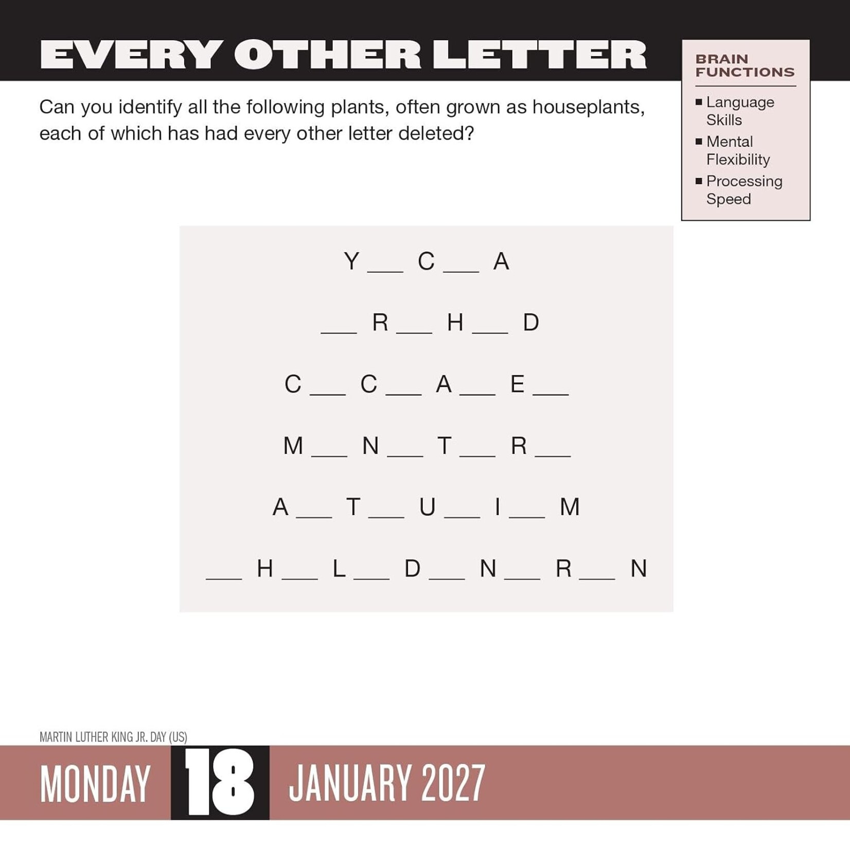 Workman Publishing Brainpower Puzzles Page A Day 2027