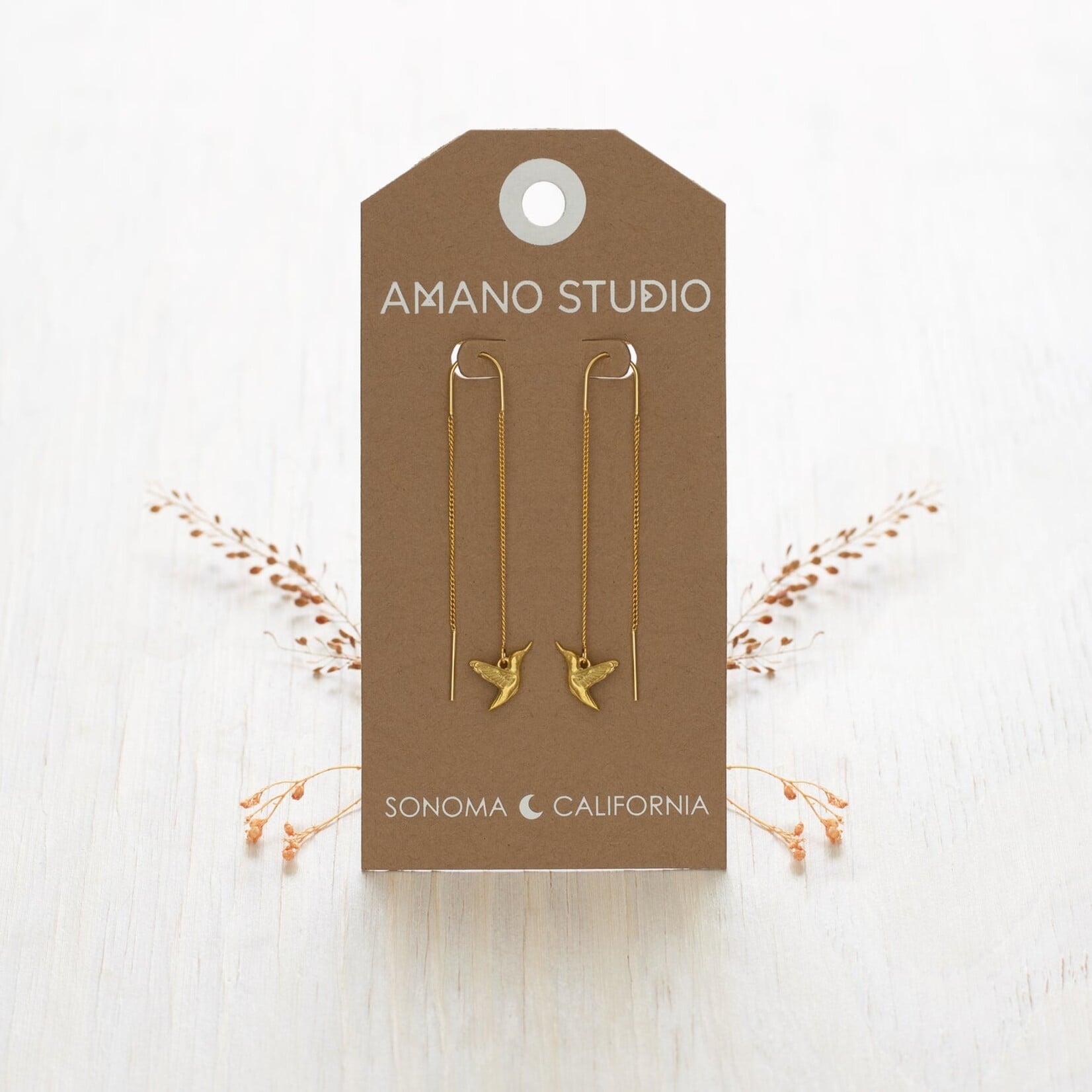 A Mano Hummingbird Threader Earrings