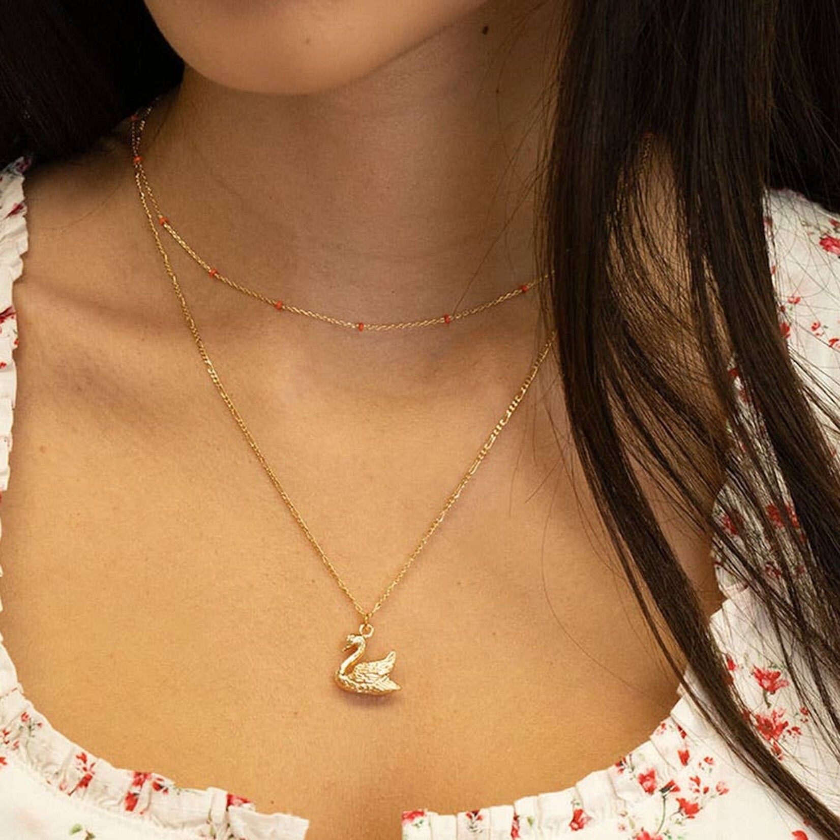 A Mano Mother Swan Charm Necklace