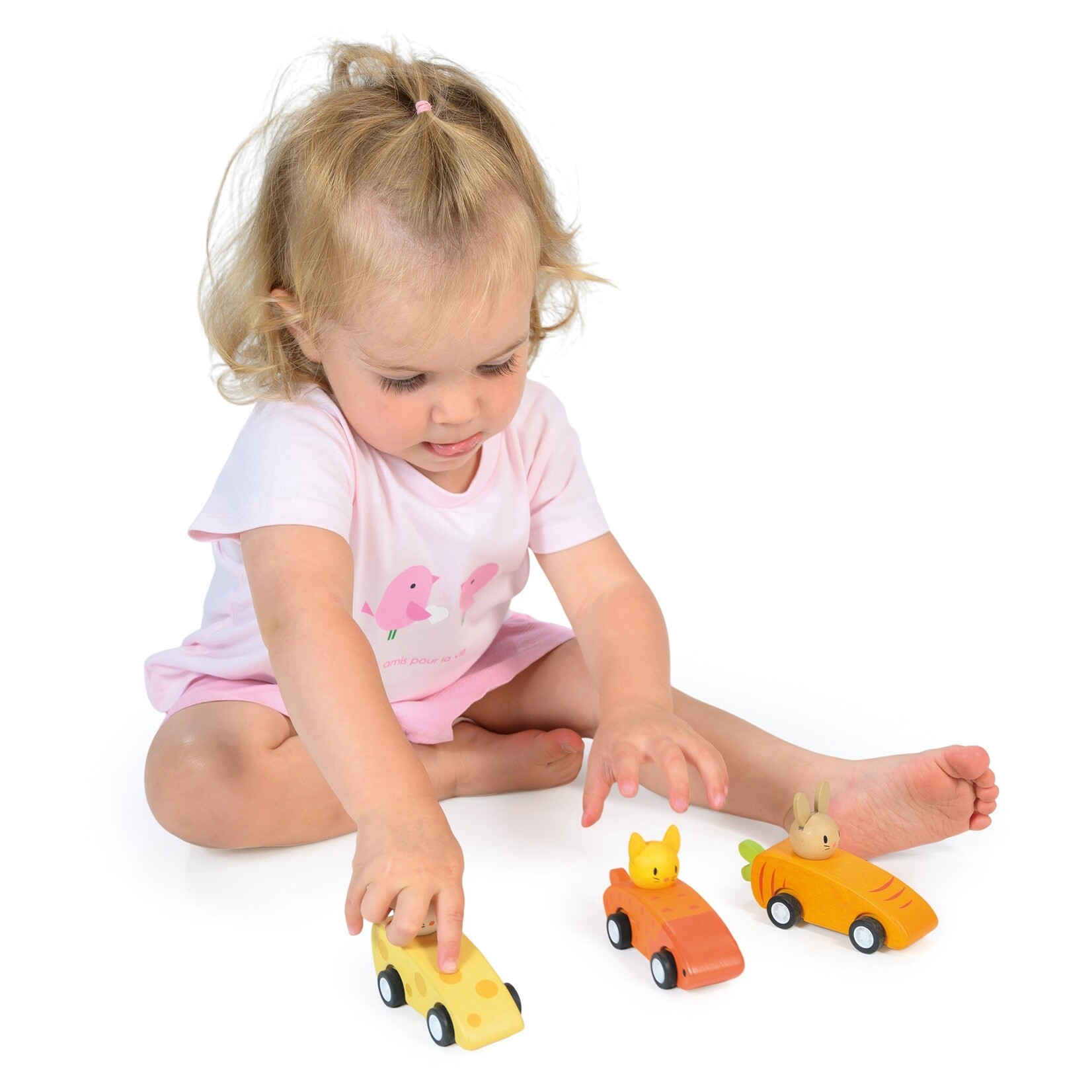 Mentari Toys Wooden Animal Friends Pull-Back Racing Cars