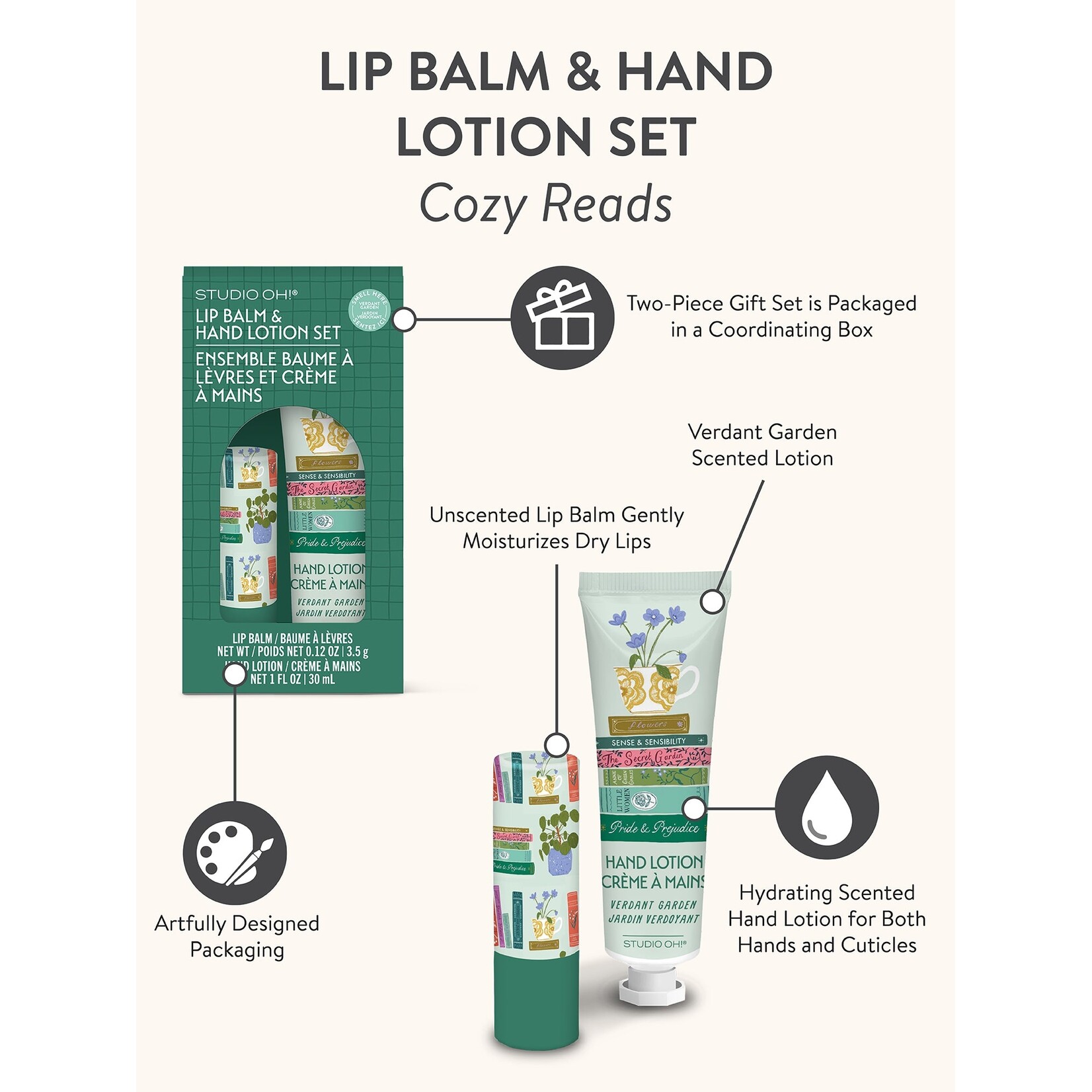 Studio oh! Cozy Reads Lip Balm & Lotion Set