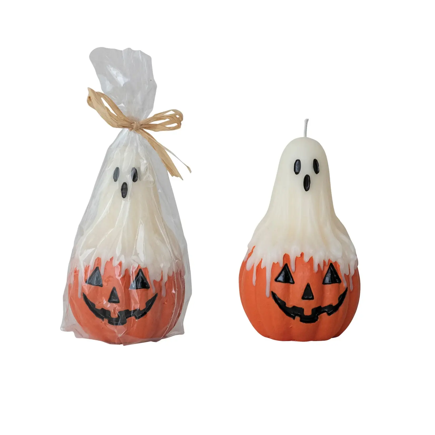 Creative Coop Ghost on Jack-O-Lantern Candle