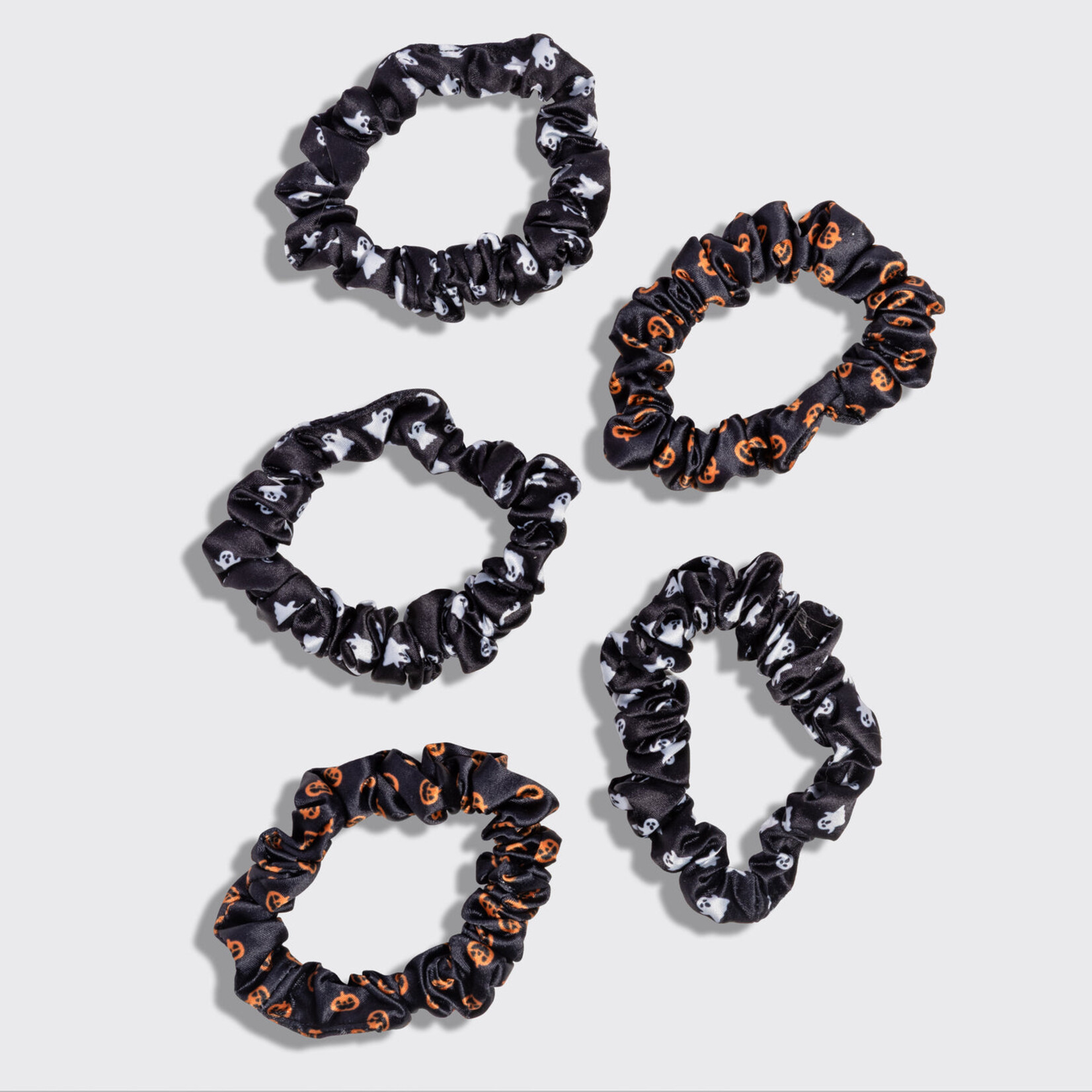 Kitsch Ghosts & Pumpkins Satin Scrunchies Set