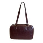 Joy Accessories Jackie Faux Croc Boston Shoulder Bag in Burgundy