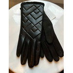 Diamond Quilted Faux Fur Edge Gloves in Black
