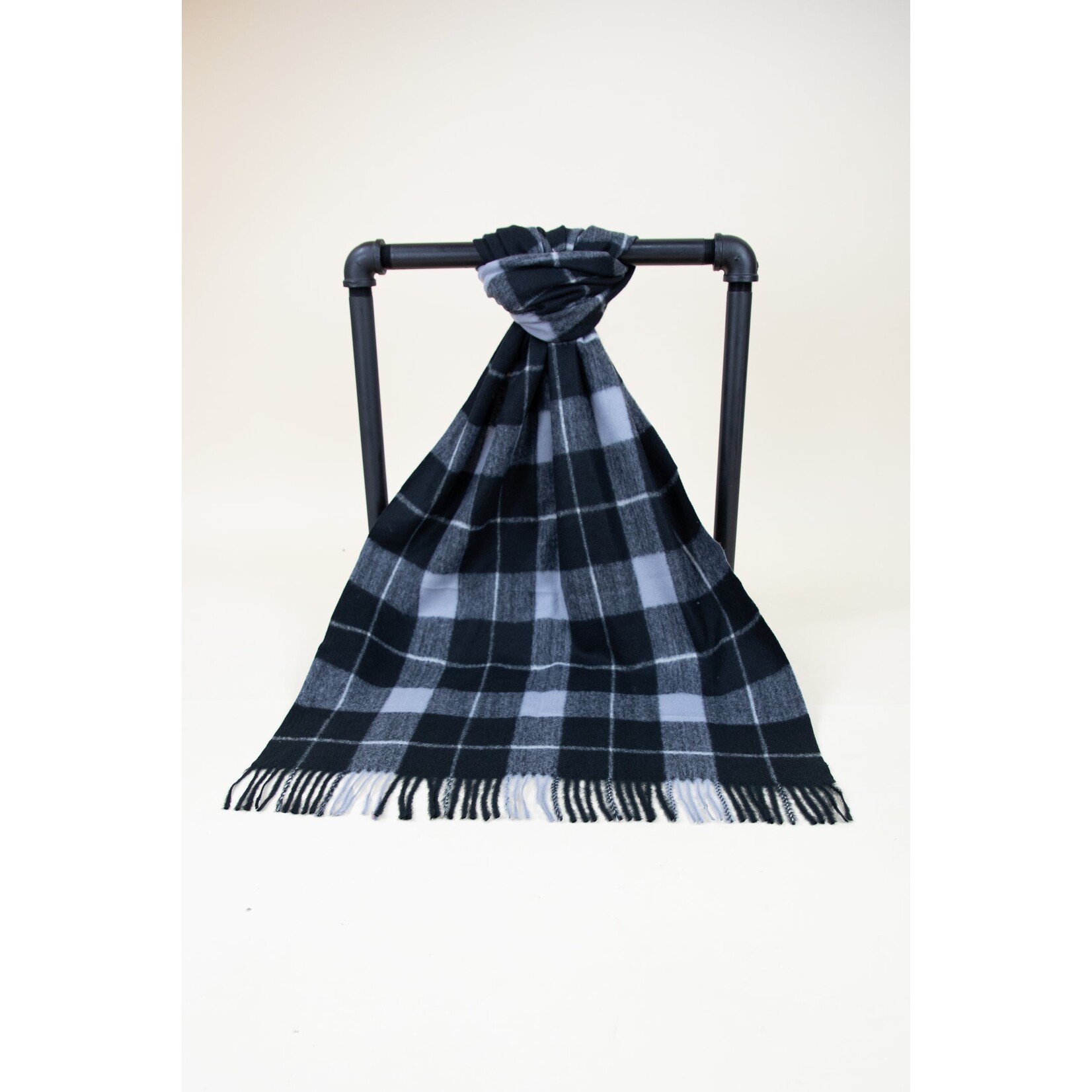 Original USA Wide Lines Plaid Scarf in Black