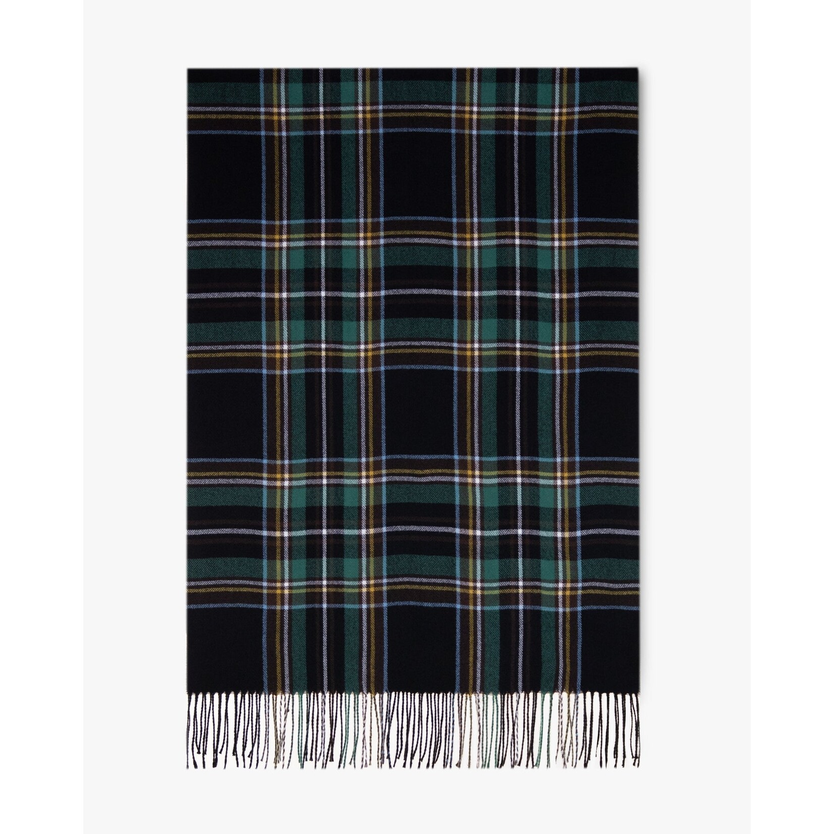 Original USA Modern Highland Plaid Fringe Scarf in Black