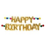 True Fabrications Gold "Happy Birthday" Mylar Balloon