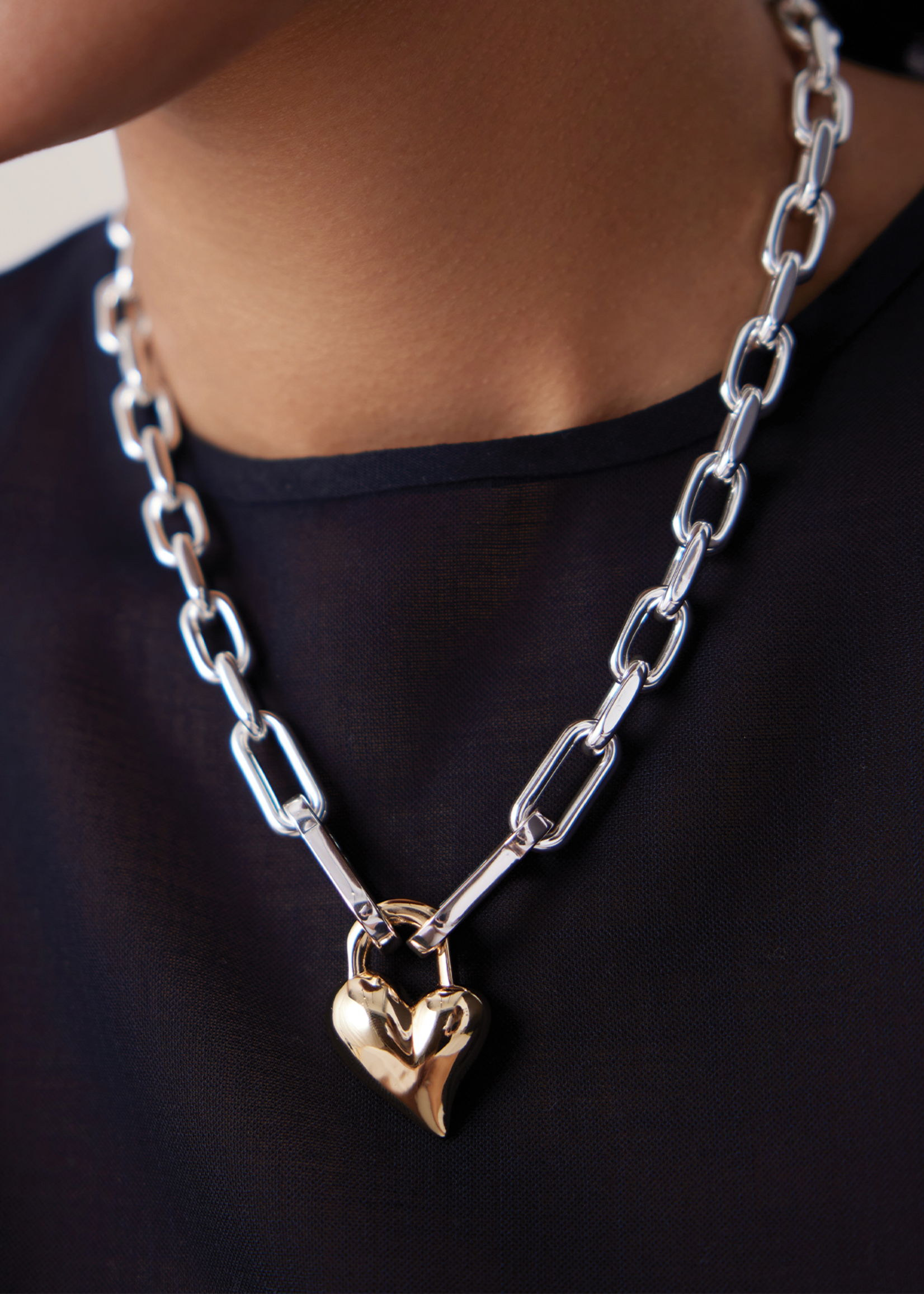JENNYBIRD PADLOCK HEART PENDANT NECKLACE