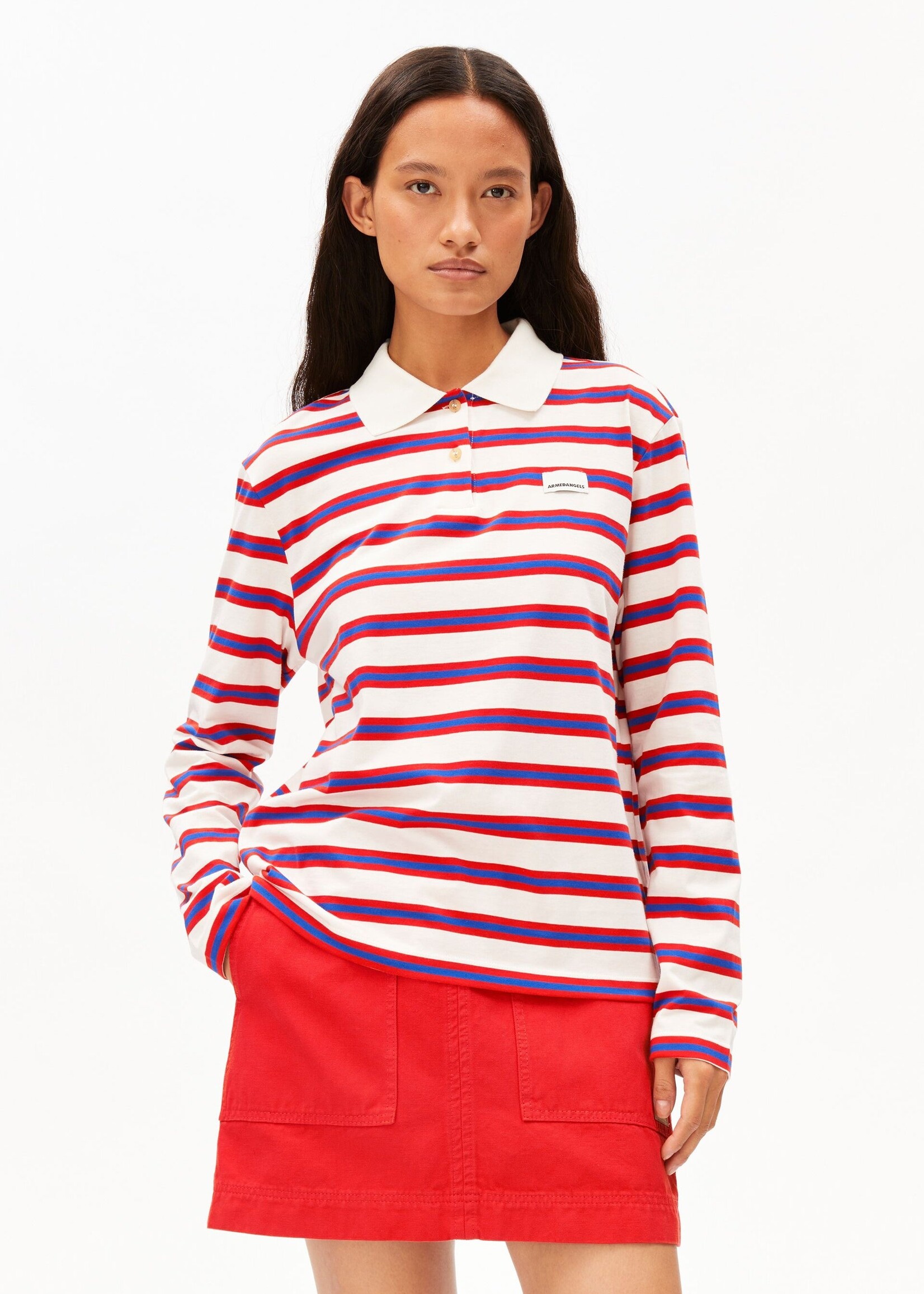 ARMEDANGELS STRIPE POLO LONGSLEEVE