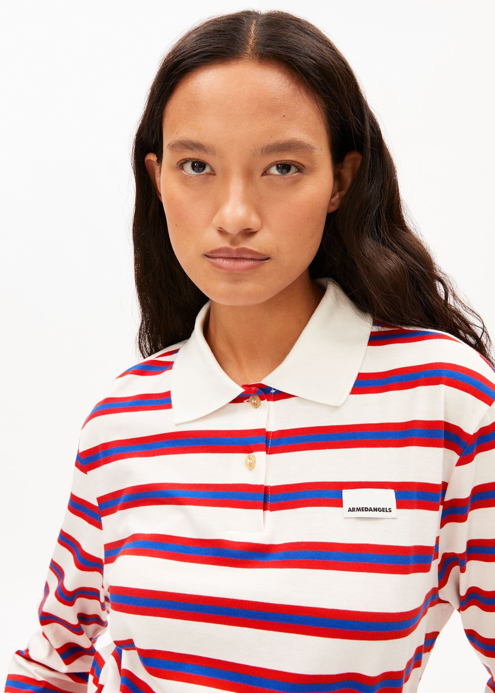 ARMEDANGELS STRIPE POLO LONGSLEEVE