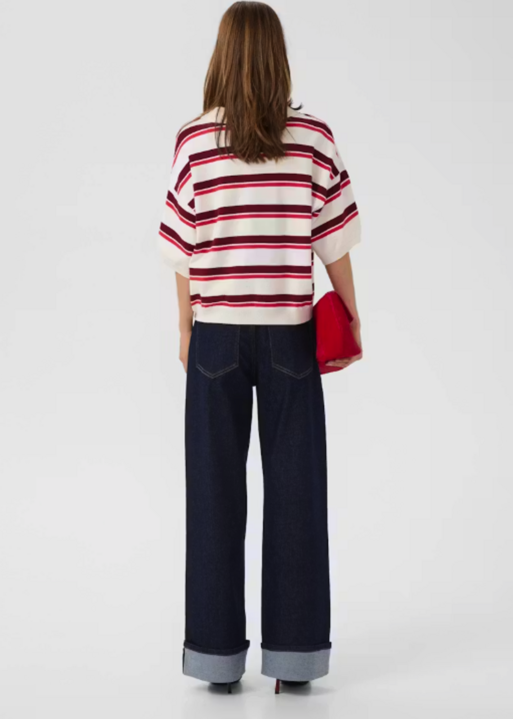 GESTUZ GZTAIA SS POLO PULLOVER EGRET & CABERNET