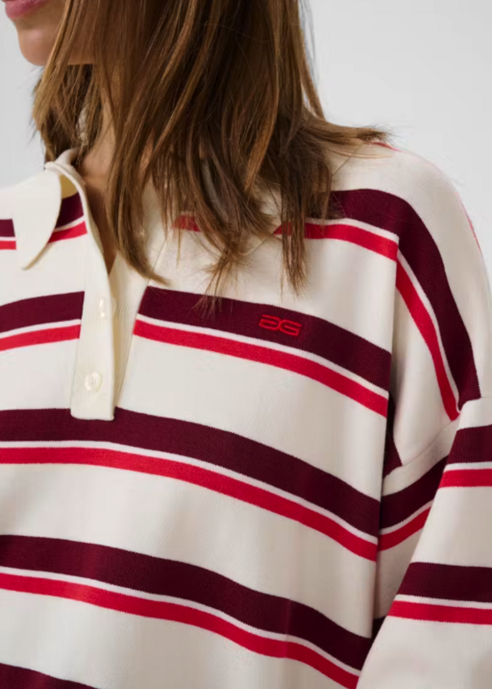 GESTUZ GZTAIA SS POLO PULLOVER EGRET & CABERNET