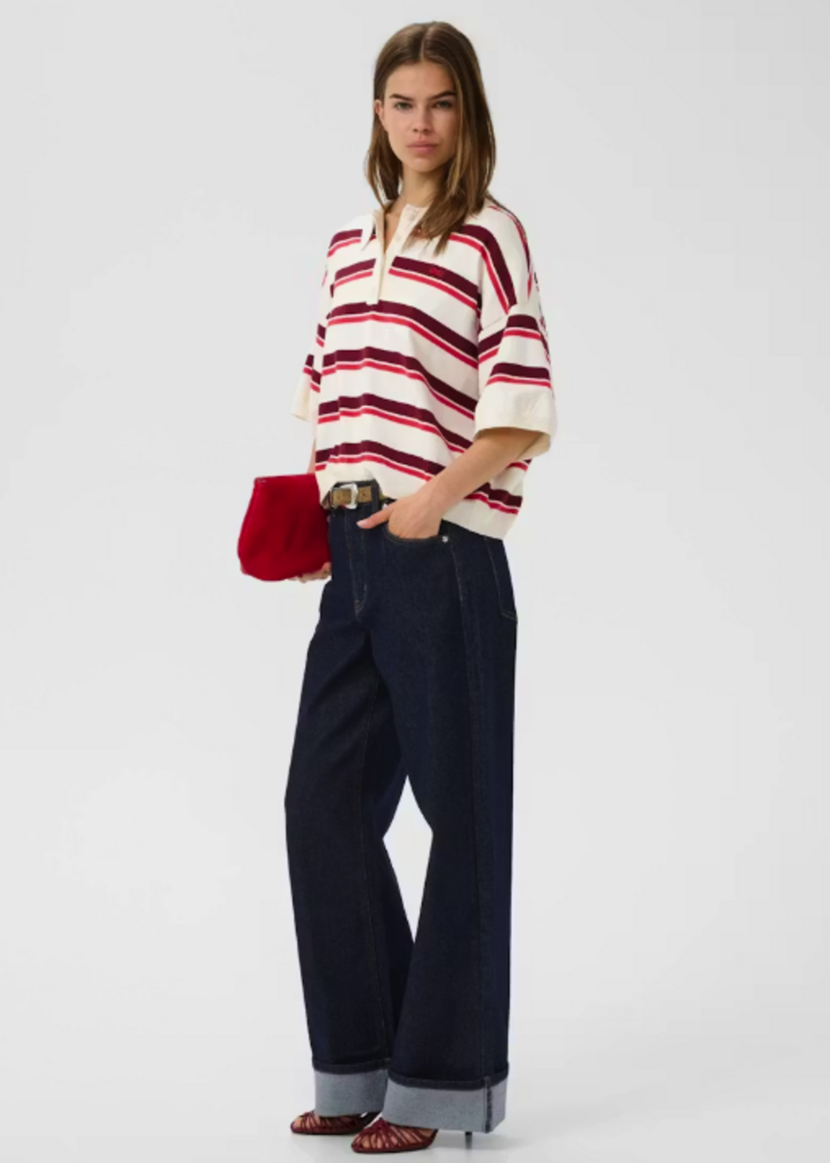 GESTUZ GZTAIA SS POLO PULLOVER EGRET & CABERNET