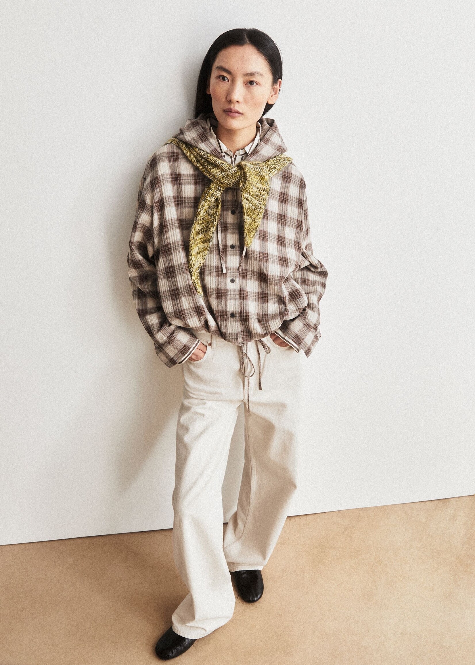 ARMEDANGELS CHECK HOODED BLOUSE