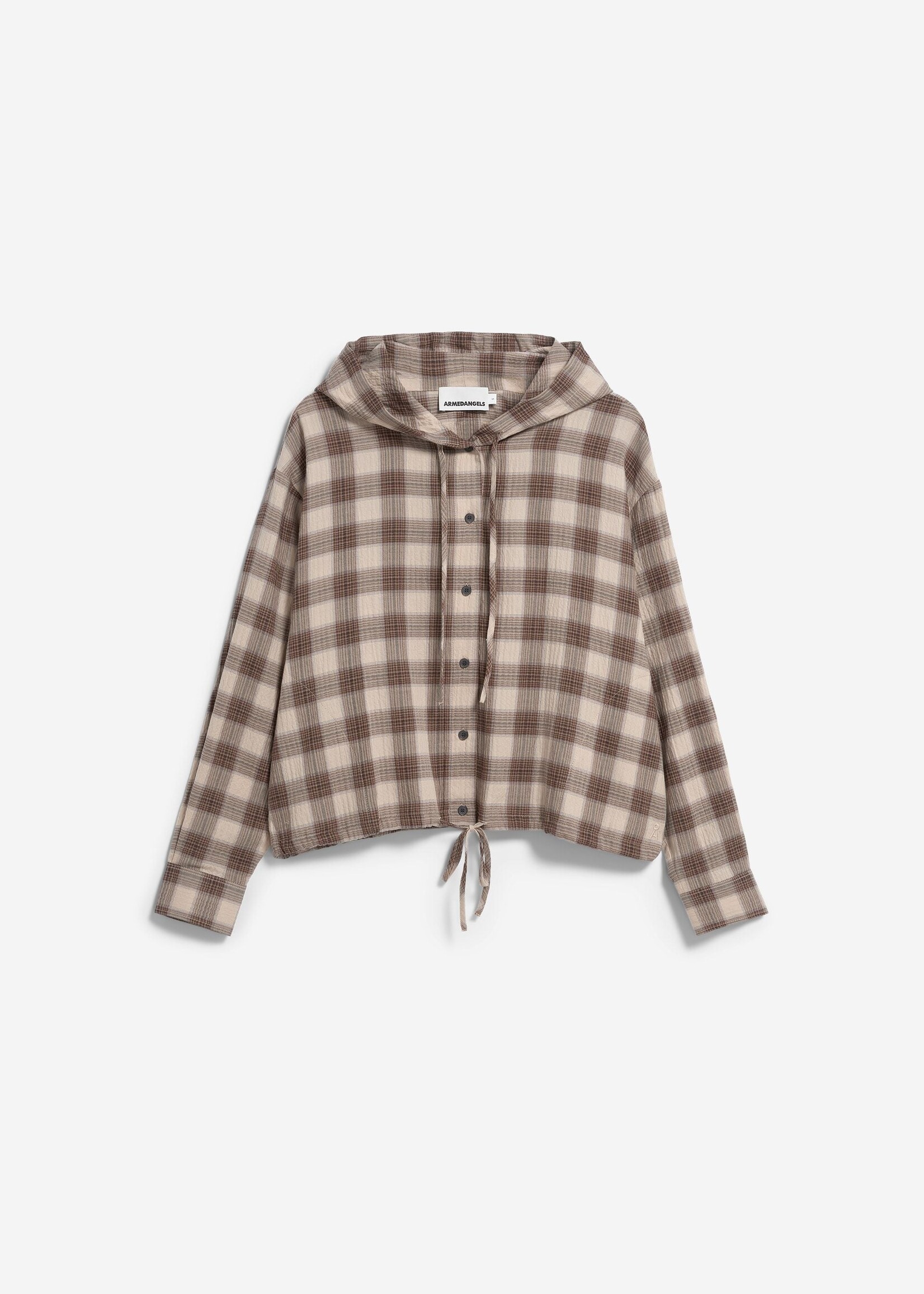 ARMEDANGELS CHECK HOODED BLOUSE