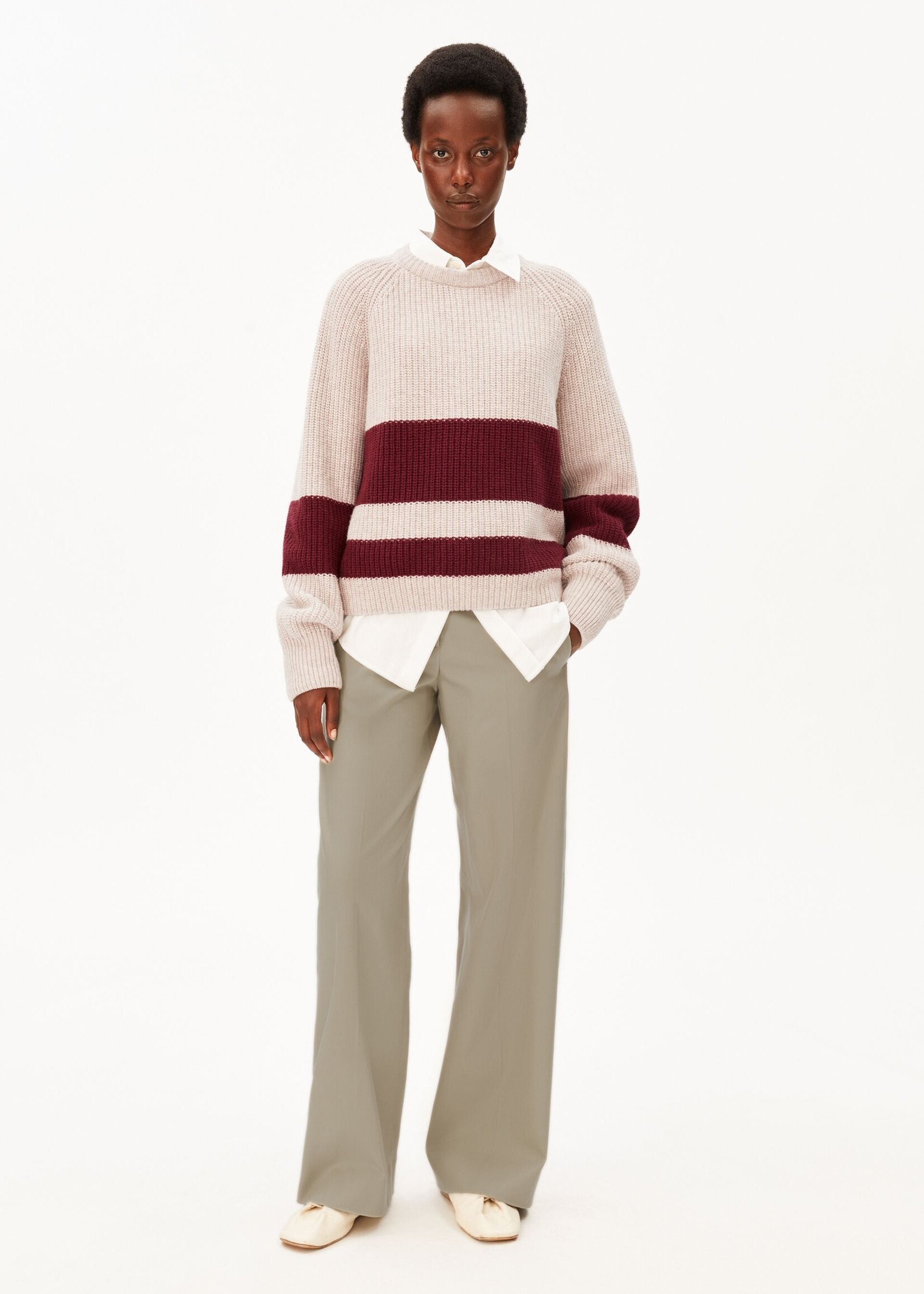 ARMEDANGELS RIB STRIPED KNIT SWEATER