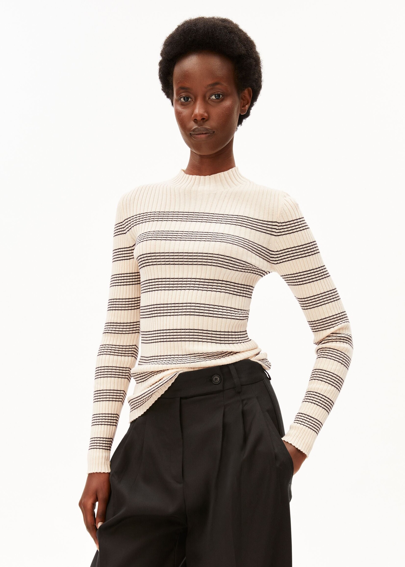 ARMEDANGELS ALAANIA STRIPED KNIT SWEATER