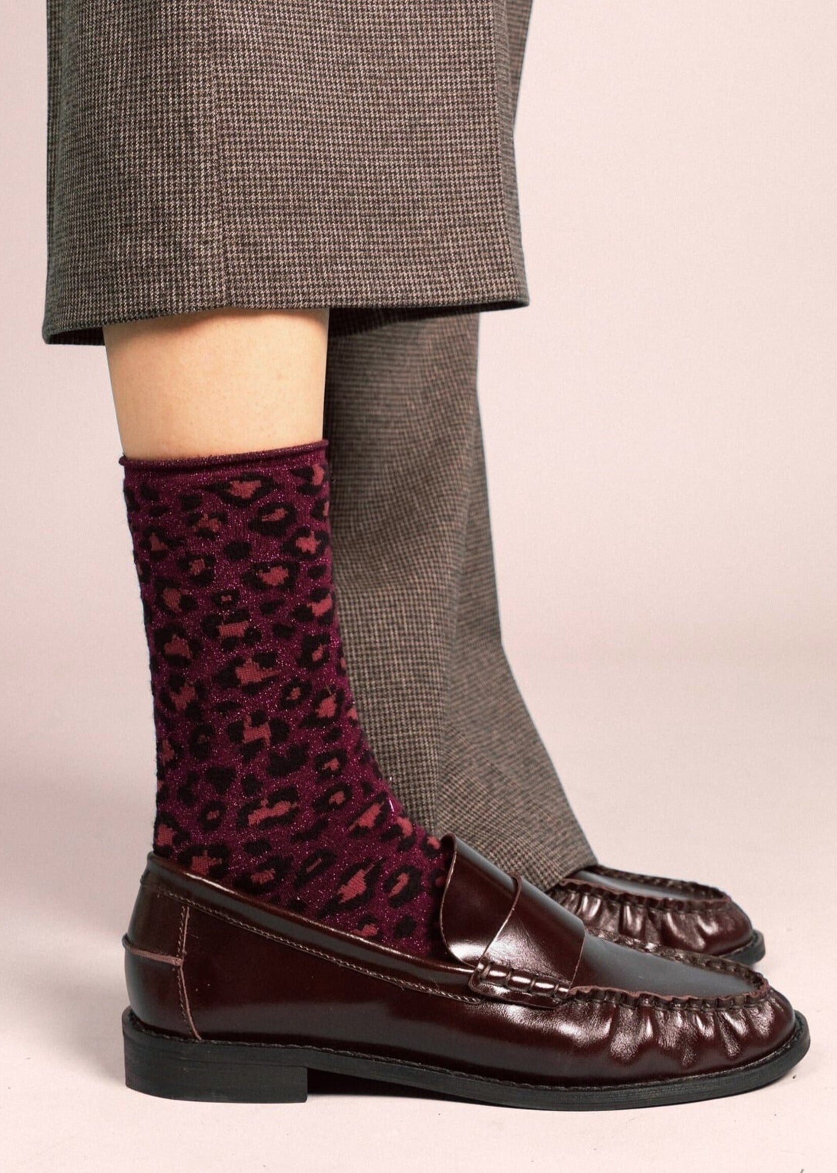 KLUE LUREX GLITTER SOCKS LEOPARD