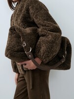 YAYA THE BRAND REVERSIBLE NYLON AND FAUX FUR BAG