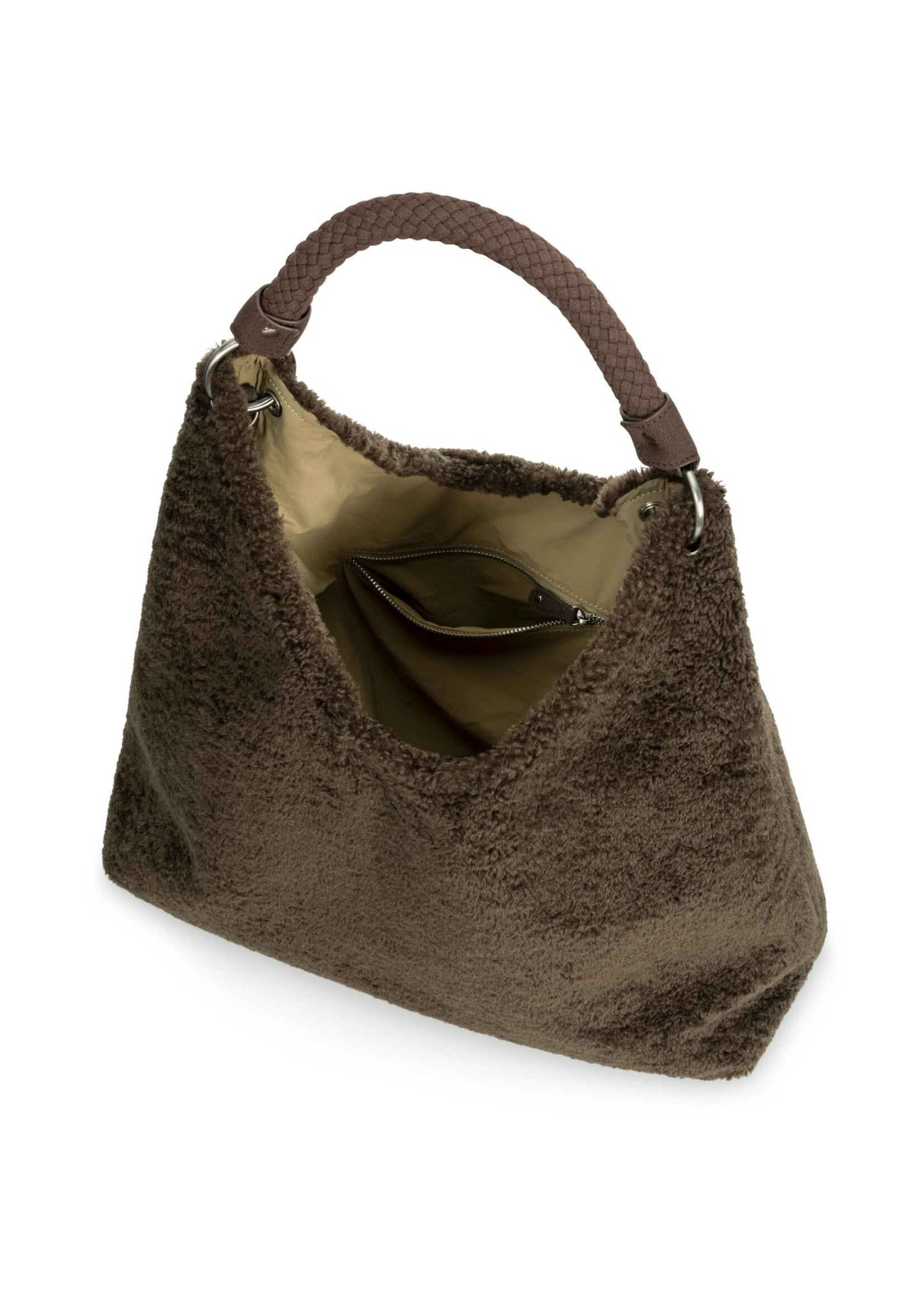 YAYA THE BRAND REVERSIBLE NYLON AND FAUX FUR BAG