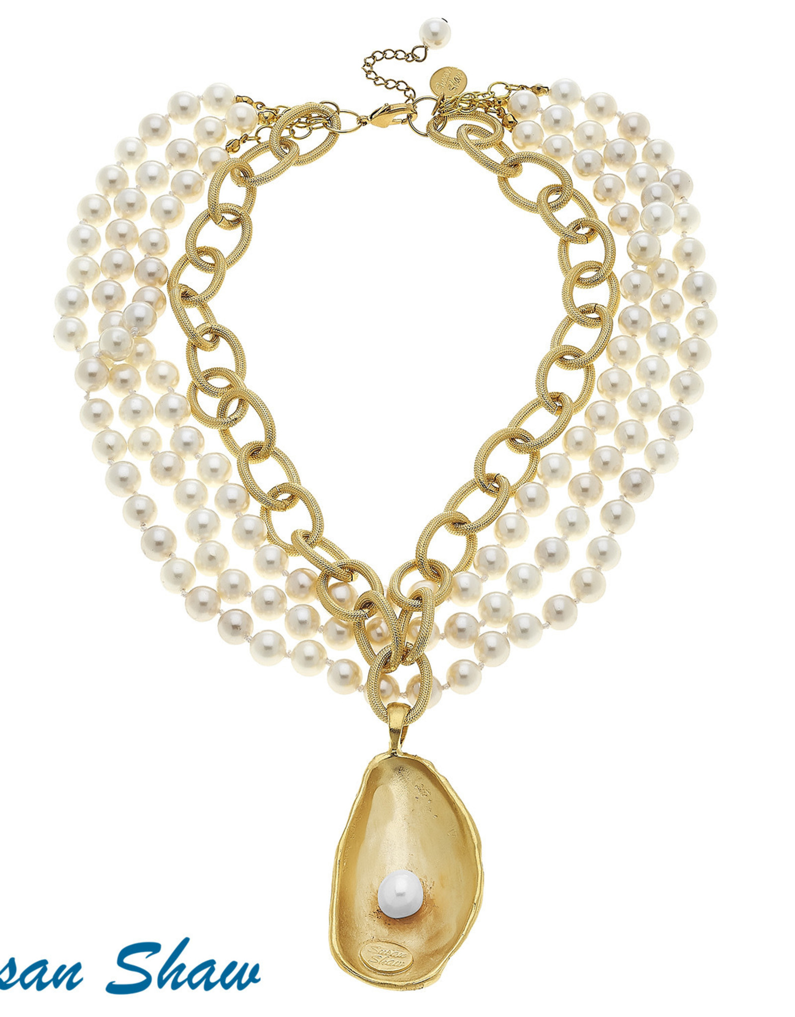 Susan Shaw Pearl & Oyster Necklace
