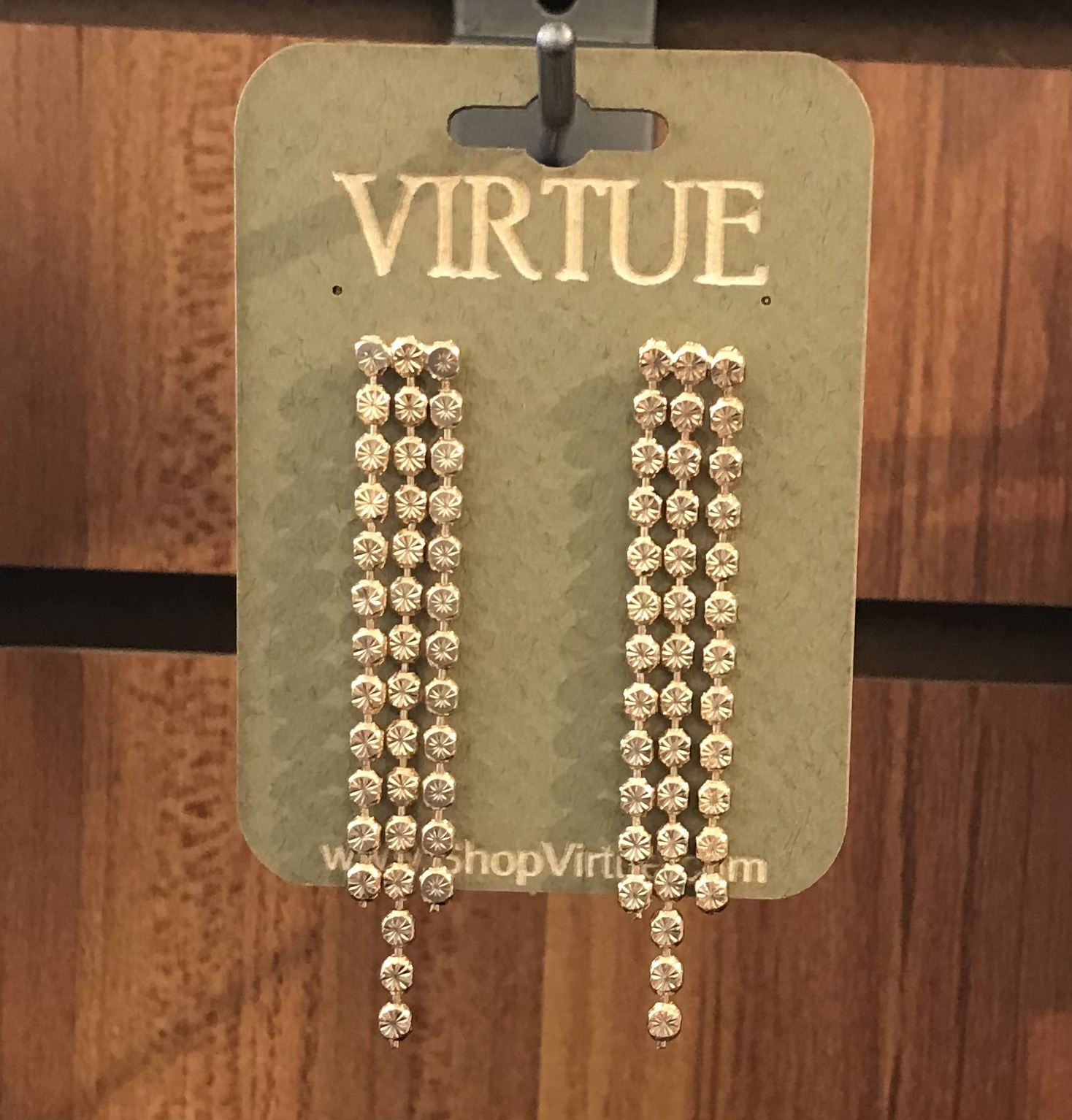 Gold Triple Line Earrings Virtue Boutique